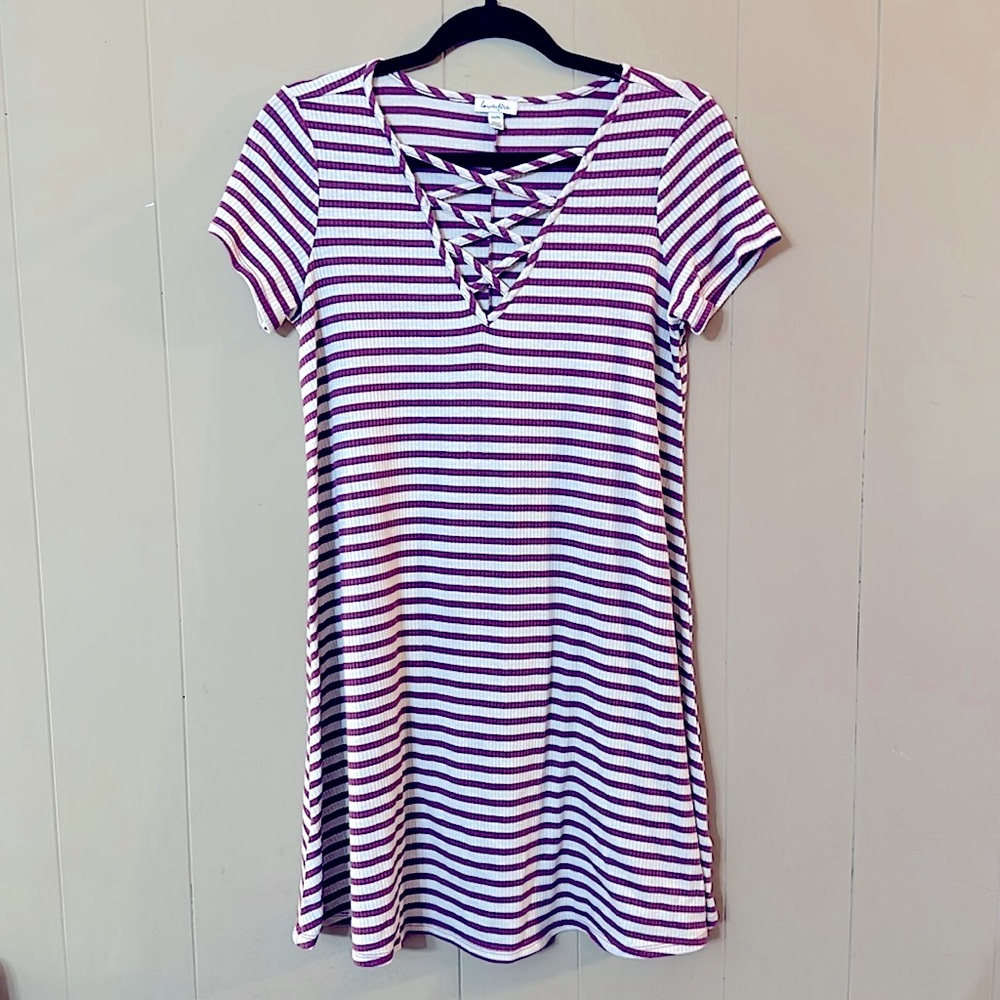 Comfy Crisscross stripe T-shirt dress